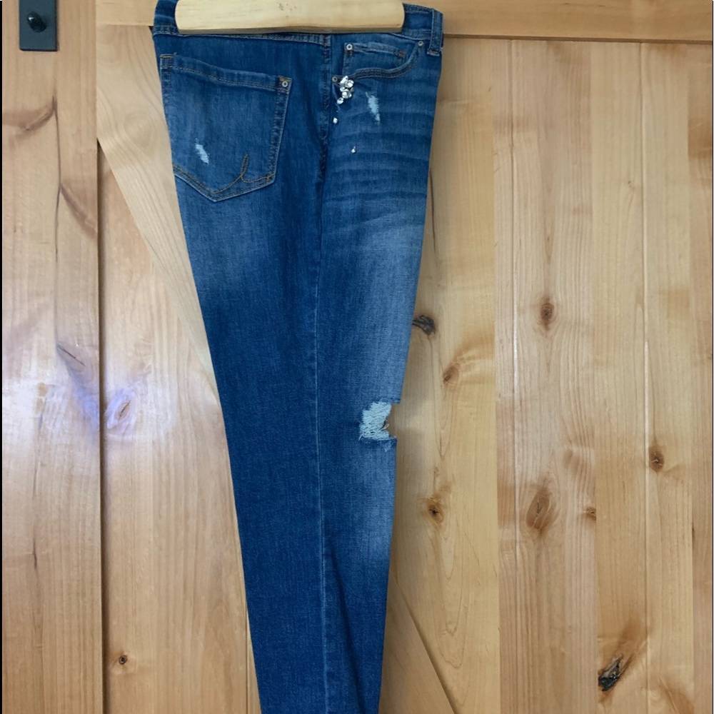 INC crop jeans with faux diamonds studs